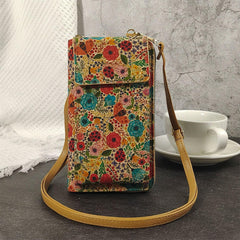 MOMISY Mobile Bag, Cellphone Sling Bag, Card Holder Wallet, Crossbody Bag, PU Leather, for Girls (Garden)
