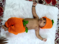 MOMISY Baby Photography Props, Includes Pant & Cap for Kids Parties Anniversaries Photography-Set of 2 Pieces-OrangeGreen- (0-3 Months)