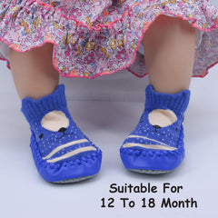 MOMISY Baby Boy's Ankle Length Cotton Socks (Pack Of 1 Pair) (Shoe Socks-M-DarkBlue_Dark Blue)
