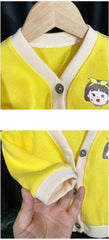 MOMISY Baby Boy & Girls Sweater Jacket Front Open Cardigan (3 to 4 Years, Yellow)