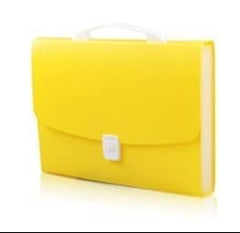 MOMISY Expanding Office Document File Folder, A4 Size 7 Compartment Portable Accordion Folder Expandable File Document Organiser Folders Plastic Bills Storage Box 33x24x3.5cm-Yellow