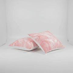 MOMISY Decorative Polyester Home Sofa Bedside Cushion Throw Pillow Covers, 45 x 45 cm, Pack of 2 (Leaves-PinkB-2)