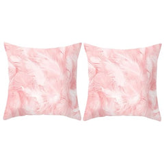 MOMISY Decorative Polyester Home Sofa Bedside Cushion Throw Pillow Covers, 45 x 45 cm, Pack of 2 (Leaves-PinkB-2)