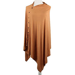 MOMISY Nursing Cover Scarf for Breastfeeding - MultiUse - Nursing Blanket – Poncho Style with Buttons - Stretchy Baby Car Seat Canopy - Elegant Shawl - Made of 100% Modal - Brown