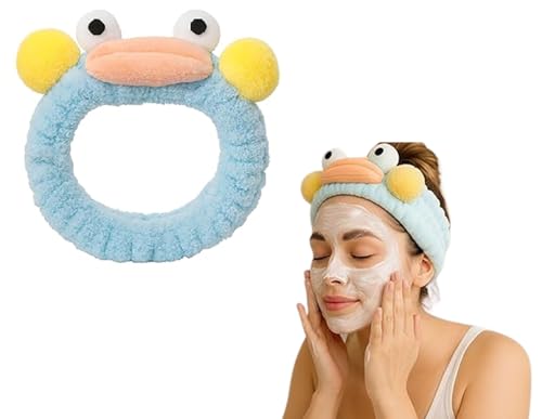 MOMISY Spa Headband for Women, Washable Facial Band, Elastic Hair Band, Makeup Wrap (Mouth-Blue, Free)