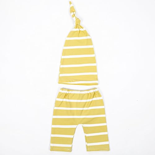MOMISY Newborn Baby Photography Prop Outfits Striped Pant Hat Photo Shoot Costume for 0-6 Months-Yellow