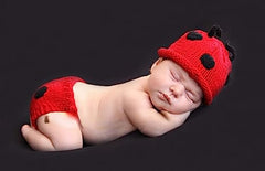 MOMISY Newborn Photography Props Baby Girl Boy Photo Props for Infant Hand Crocheted Beetle Diaper and Hat