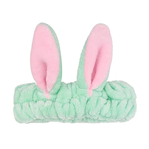 MOMISY Elastic Lovely Hair Band Wash Face Spa Headband-Washable Facial Band Makeup Wrap Headbands Fits All Head Sizes for Women (Green Pink)