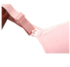 MOMISY Women's Top Open Maternity Nursing Bra Wire Free Lace Cotton Closure Breastfeeding Pregnancy Bra (Pink, 36B)