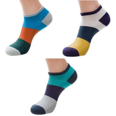 MOMISY Men's and Women's Premium Cotton Cushion Ankle length Socks, (Multicolor) Pack of 3 (Free Size)