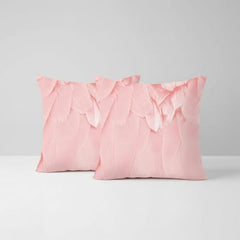 MOMISY Decorative Polyester Home Sofa Bedside Cushion Throw Pillow Covers, 45 x 45 cm, Pack of 2 (Leaves Pink A2)