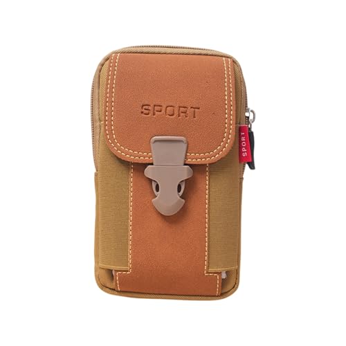 MOMISY Men's Nylon Utility Pouch, Multi-Compartment Travel Phone Bag with Buckle, 17 x 10.5 x 5 cm, Khaki