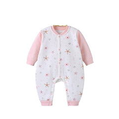 MOMISY Unisex Baby Snap closure Romper Bodysuit One Piece Jumpsuit Sleepsuit Outfits 9-12 Months Snug Fit Cotton- Pink Starfish