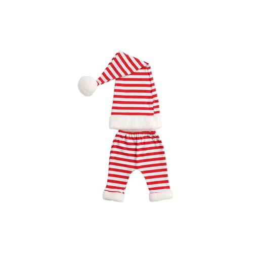 MOMISY Christmas Striped Newborn Photography Prop Set, Red and White Cap and Pants, Holiday Photo Costume