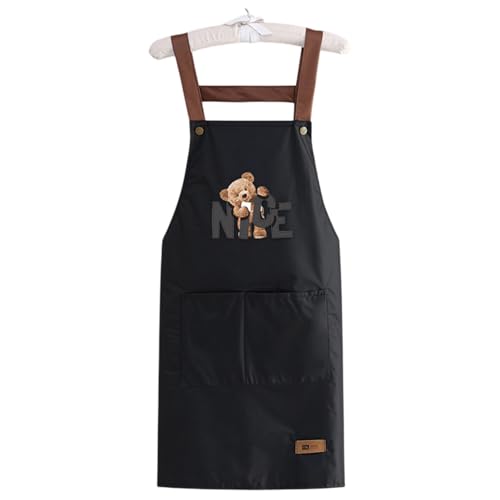 MOMISY Kitchen Apron – Adjustable Cooking Apron with Straps & Front Pockets (Black)