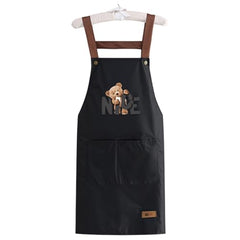 MOMISY Kitchen Apron – Adjustable Cooking Apron with Straps & Front Pockets (Black)