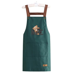 MOMISY Kitchen Apron – Adjustable Cooking Apron with Straps & Front Pockets (Dark Green)