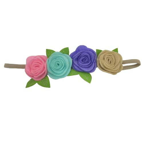 MOMISY Headbands Rose Soft Synthetic Hair bands for Girls, kids, Infants and Toddlers (PnkRmaPplKhki-St3)