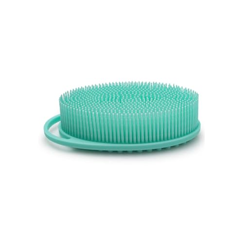 MOMISY 2-in-1 Silicone Body and Shampoo Brush, Exfoliating Bath Scrubber, Scalp Massager with Flat Head (Green)
