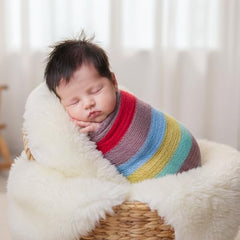 MOMISY Baby Photography Photoshoot Props Breathable Blanket Swaddle Polyester Wrap-Rainbow