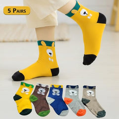 MOMISY 5 Pairs Baby kids Girl Boys Toddlers Infant Children Cotton Stretch Ankle Socks (IN, Age, 3 Years, 5 Years, BigEars)