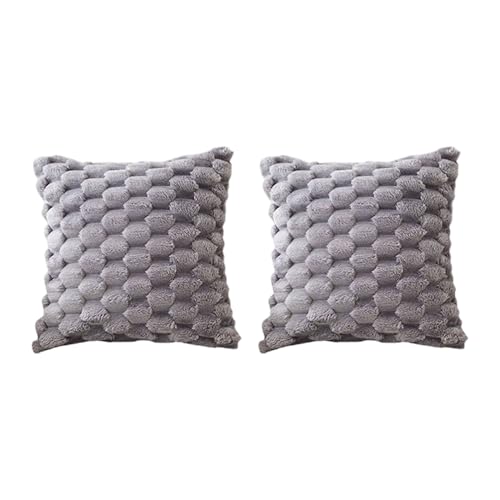 MOMISY Corduroy Cushion Throw Pillow Covers, Honeycomb Pattern, 45 x 45 cm, Pack of 2 (Grey)