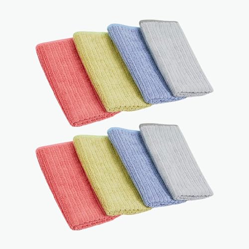 MOMISY Microfiber Cleaning Cloths, 30x30cms Highly Absorbent, Lint and Streak Free, Multi -Purpose Wash Cloth for Kitchen, Car, Window, Stainless Steel, Silverware-Assorted Colour (8 Pieces)