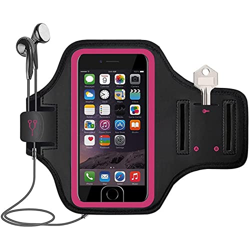 MOMISY Armband Arm Band Bag for Mobile for Cycling, Running, Jogging, Gym Exercise, Outdoor Sports Waterproof Compatible with iPhone & Other Phones, Size up to 7.0 inch (Pink)