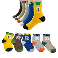 MOMISY 5 Pairs Baby kids Girl Boys Toddlers Infant Children Cotton Stretch Ankle Socks (IN, Age, 3 Years, 5 Years, BigEars)