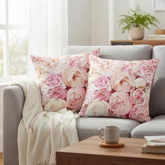 MOMISY Decorative Polyester Home Sofa Bedside Cushion Throw Pillow Covers, 45 x 45 cm, Pack of 2 (Rose-2)