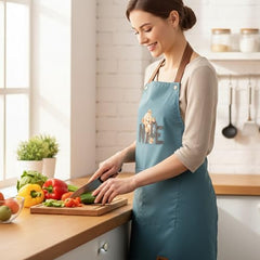 MOMISY Kitchen Apron – Adjustable Cooking Apron with Straps & Front Pockets (Blue)