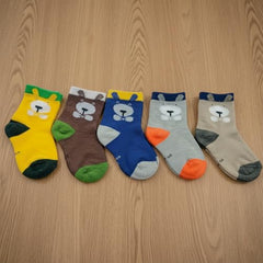 MOMISY 5 Pairs Baby kids Girl Boys Toddlers Infant Children Cotton Stretch Ankle Socks (IN, Age, 3 Years, 5 Years, BigEars)