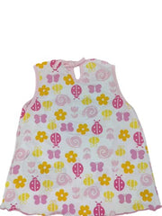 MOMISY Baby Girl Sleeveless Summer Frock A-Line Butterfly Design-White, 1 to 2 Years
