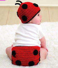 MOMISY Newborn Photography Props Baby Girl Boy Photo Props for Infant Hand Crocheted Beetle Diaper and Hat