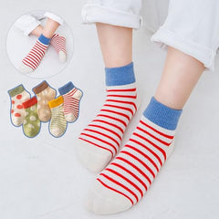 MOMISY 5 Pairs Baby kids Girl Boys Toddlers InfantmCotton Stretch Baby Socks (IN, Age, 6 Years, 8 Years, PolkaStripe/)
