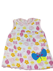 MOMISY Baby Girl Sleeveless Summer Frock A-Line Butterfly Design-White, 1 to 2 Years
