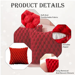 MOMISY Corduroy Cushion Throw Pillow Covers, Honeycomb Pattern, 45 x 45 cm, Pack of 2 (Red)