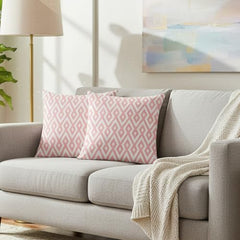 MOMISY Decorative Polyester Home Sofa Bedside Cushion Throw Pillow Covers, 45 x 45 cm, Pack of 2 (Diamond-Pink-2)
