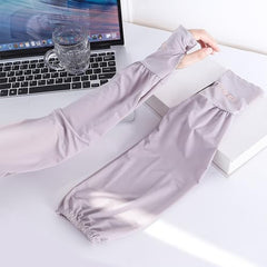 MOMISY UV Protection Arm Sleeves for Women with Thumb Hole Sun Protection Cooling Hand Covers (Grey)