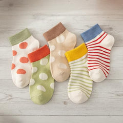 MOMISY 5 Pairs Baby kids Girl Boys Toddlers InfantmCotton Stretch Baby Socks (IN, Age, 6 Years, 8 Years, PolkaStripe/)
