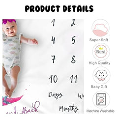 MOMISY Baby Milestone Blanket and Props for Baby's |1 to 12 Months Prop |Baby Bedding |Ac Room Blanket for Summer|Newborn| Infants Winter Blanket(Moon)