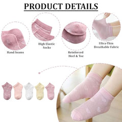 MOMISY 5 Pairs Girl Boys Tube Socks Toddlers Infant Solid Color Boat Spring and Autumn Socks Stretch Baby kids Sock (IN, Age, 3 Years, 5 Years, ThinHeart/)