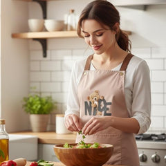 MOMISY Kitchen Apron – Adjustable Cooking Apron with Straps & Front Pockets (Peach)
