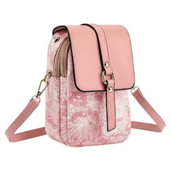 MOMISY Women’s Crossbody Sling Bag | PU Leather Mini Shoulder Bag with Adjustable Strap & Multi-Pocket Design (Pink)