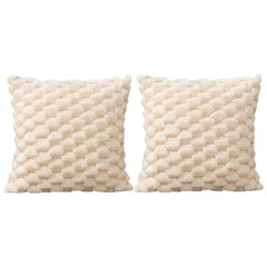 MOMISY Corduroy Cushion Throw Pillow Covers, Honeycomb Pattern, 45 x 45 cm, Pack of 2 (Beige)