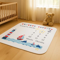 MOMISY Baby Milestone Blanket and Props for Baby's |1 to 12 Months Prop |Baby Bedding |Ac Room Blanket for Summer|Newborn| Infants Winter Blanket(Lighthouse)