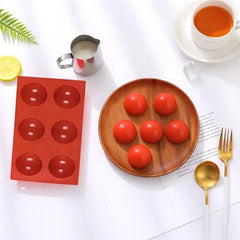 MOMISY Silicone Semi Sphere Mould, 6-Cavity Half Ball Baking Tray for Chocolate Bombs, Dome Cakes, Jelly, Soap, and Desserts – Oven & Freezer Safe