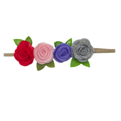 MOMISY Headbands Rose Soft Synthetic Hair bands for Girls, kids, Infants and Toddlers (RdPnkPplGre-St5)