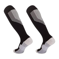 MOMISY Soccer Football Athletic Sports knee High Cotton Blend Socks for Men & Women | Odour Free, Superior Grip-Pack of 1 (Black White)