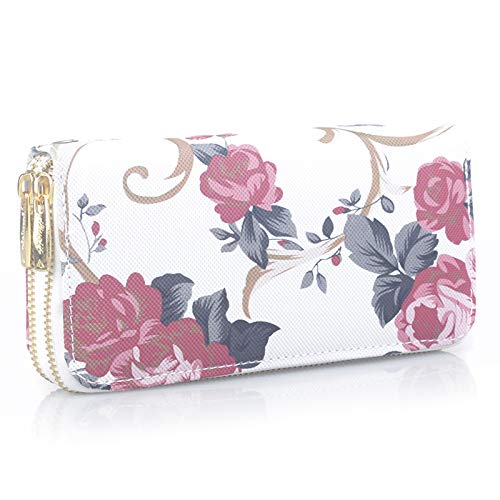 MOMISY Women's PU Leather Clutch Purse, Party Wedding Wallet with Zipper (Dark Red)
